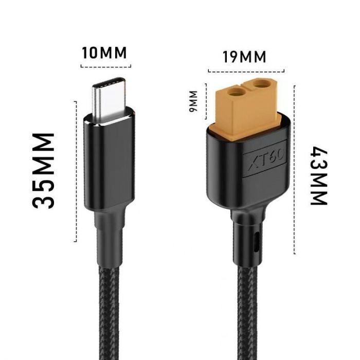 Перехідний кабель живлення (SC100) USB Type C на XT60 ("мама") 55 см 100W ToolkitRC