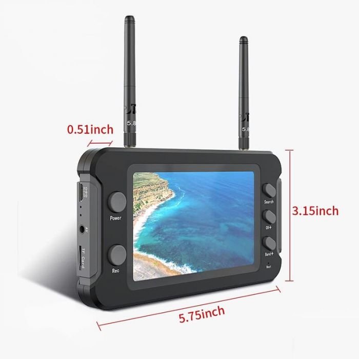 Монітор FPV (4.3", 800x480, 5.8GHz, 40CH, DVR, Diversity, акумулятор) 5803D SoloGood