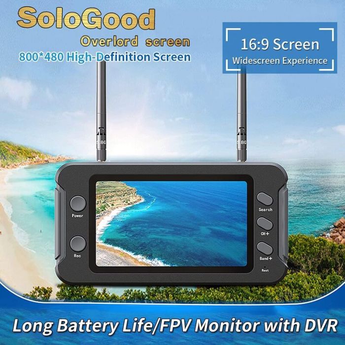 Монітор FPV (4.3", 800x480, 5.8GHz, 40CH, DVR, Diversity, акумулятор) 5803D SoloGood