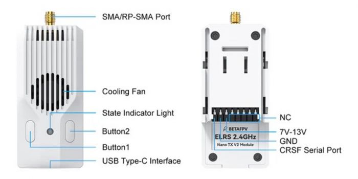 Зовнішній модуль TX ELRS 1W Nano TX V2 2.4GHz BetaFPV