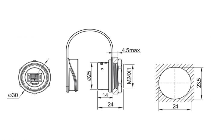 Конектор WEIPU SA2412-SRJ45 LAN IP67