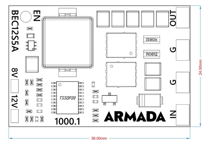 Регулятор живлення ARMADA UBEC 12S 6-55V - 5V/8V/12V 5A