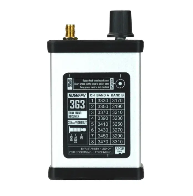 Комплект RUSHFPV 3.3GHz VRX без можливості запису відео + патч антена SMA