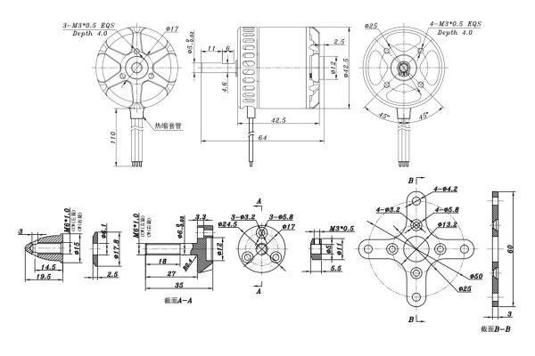 Мотор SunnySky X3520 V3 KV560 для літаків