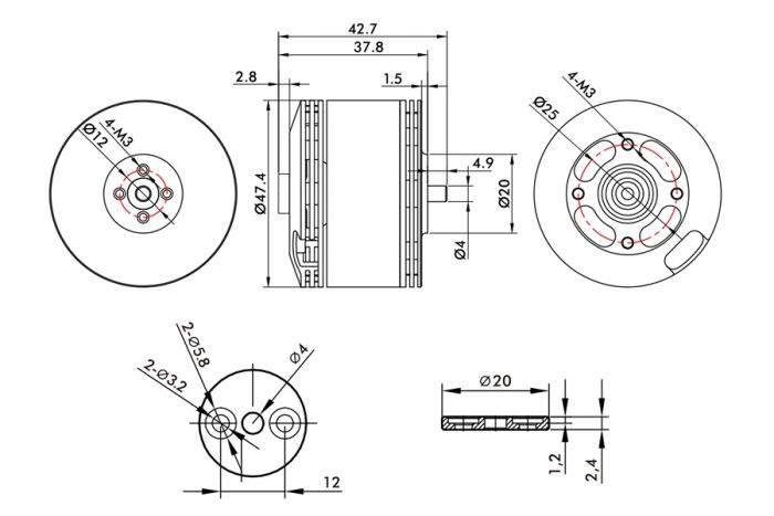 Мотор T-Motor MN4116 KV450 для мультикоптерів