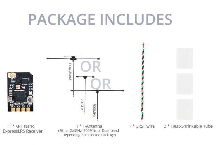 Приймач ELRS 2.4GHz/900MHz LR1121 Nano з Т-антеною XR1 Dual Band RadioMaster Приймач ELRS 2.4GHz/900MHz LR1121 Nano з Т-антеною XR1 Dual Band RadioMaster