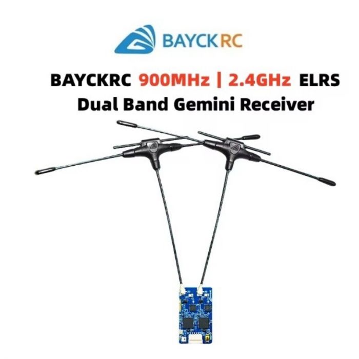 Приймач RX ELRS Dual Band Gemini 900MHz/2.4GHz LR1121 з двома антенами 120 мм+120 мм BAYCKRC