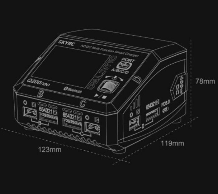 Зарядний пристрій кватро 200W/400W з блоком живлення Q200neo SkyRC