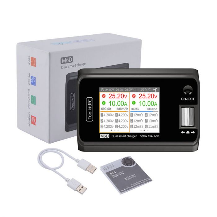 Зарядний пристрій 500 Вт (2 х 250 Вт) 15A DC 7-28V 1-6S M6D ToolkitRC