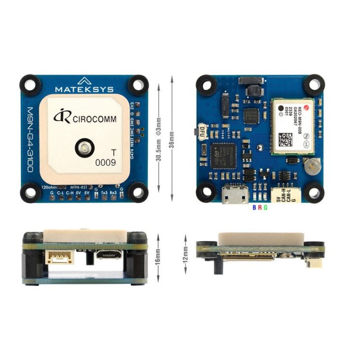 GPS модуль Matek з компасом M9N-G4-3100 Matek