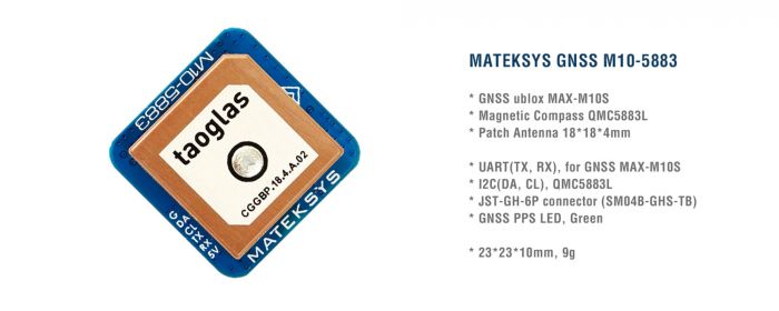 GPS модуль з компасом M10Q-5883 Matek