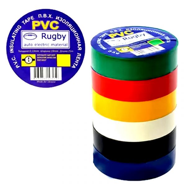Стрічка ізоляційна, ПВХ, 28 м х 17 мм х 0,13 мм, кольорова C00120992 Rugby