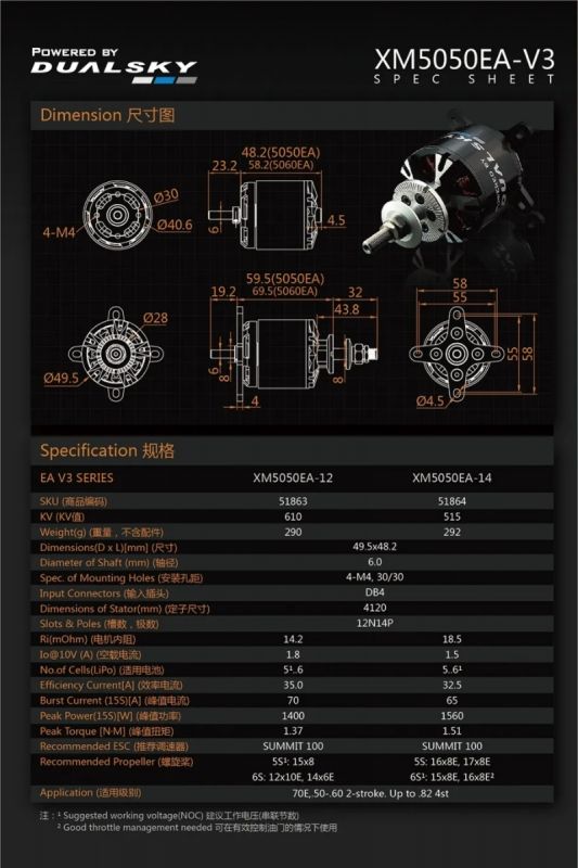 Двигун безколекторний X-Motor Series 610KV XM5050EA DualSky