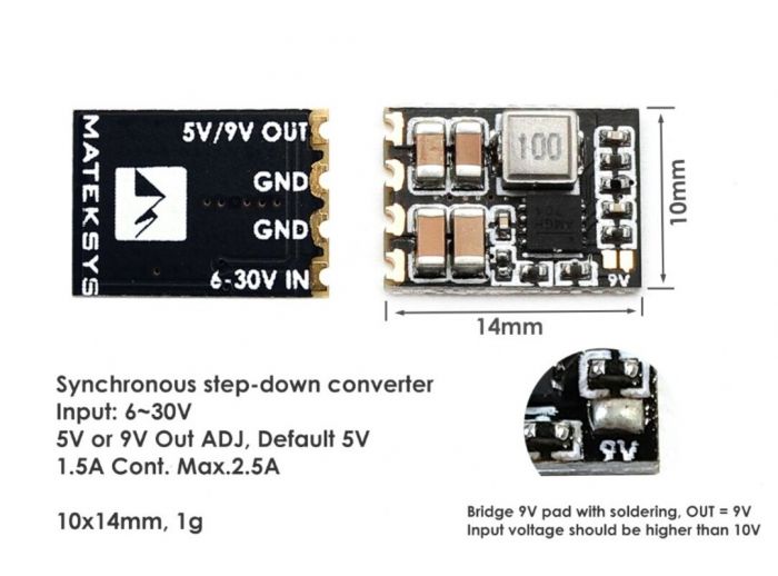 Регулятор живлення 6-30V - 5V9V (3 шт) Micro BEC 6S Matek