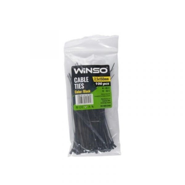 Стяжка 2.5x150мм чорні 100шт 225150 Winso