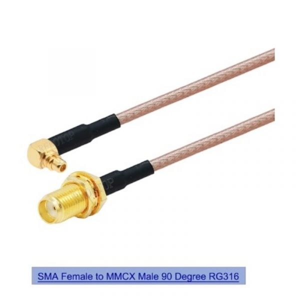 Пігтейл кутовий 10 см MMCX 90°- SMA-F RG316 uav.in.ua