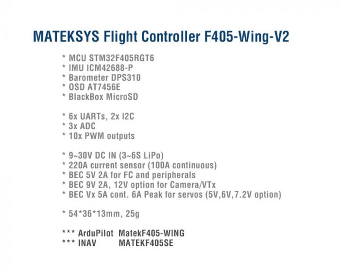 Польотний контролер F405-WING V2 Matek