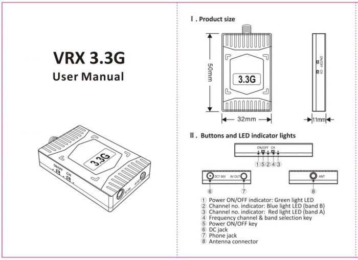 Відеоприймач VRX 3.3 GHz Китай