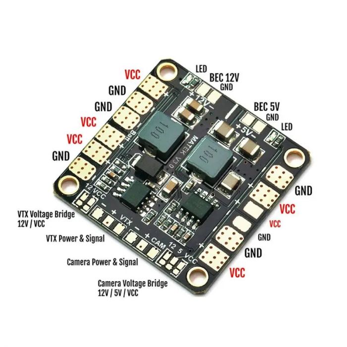 Розподільна плата з BEC на 5V і 12V Mini Power HUB V 3.1 Matek