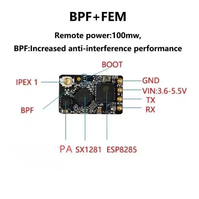Приймач RX ELRS Nano 2.4GHz таргет BETAFPV SX1281+ESP8285 (небрендований BAYCK) Китай