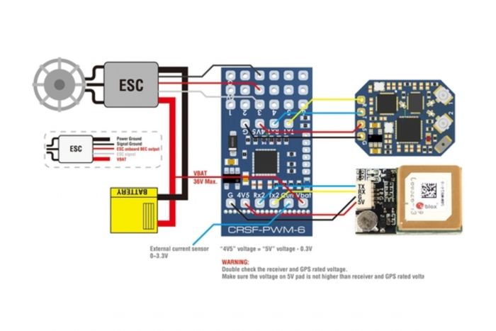 Конвертер радіокерування CRSF-PWM-6 Matek