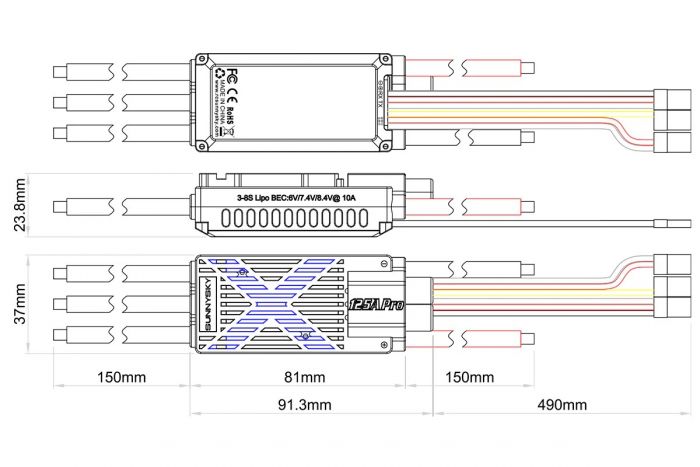 Регулятор обертів двигуна Sunnysky SBEC 3-8S X125A PRO SunnySky