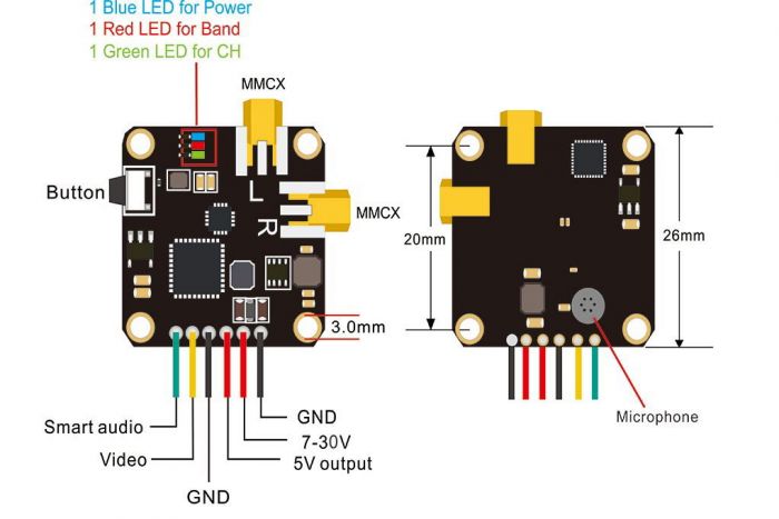 Відеопередавач AKK New Era 5.8GHz Diversity 25-400mW 20x20мм