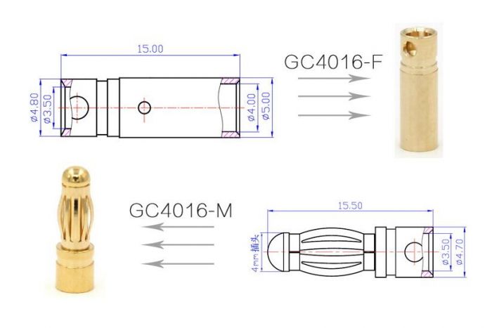 50 шт - Конектори AMASS PLUG 4.0MM Male