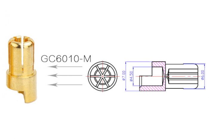 Конектори силові AMASS PLUG 6.0MM Male 3шт