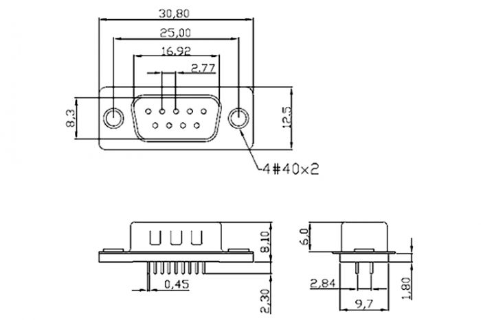 Конектор DB9 2u Gold RS232 COM-порт Male