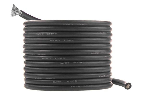 Провід силіконовий QJ 8 AWG (чорний), 1 метр