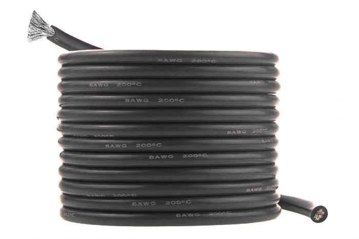 Провід силіконовий QJ 8 AWG (чорний), 1 метр