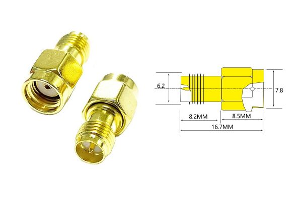 50 шт - Перехідники для FPV та радіообладнання (RP-SMA M - RP-SMA F прямий)