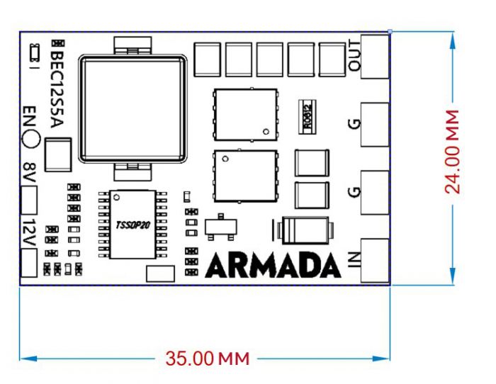 Регулятор живлення ARMADA BEC 12S 6-55V - 5V/8V/12V 5A