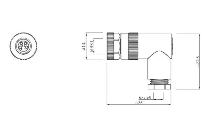 Конектор M8 CAZN M8-S3A-MWD-1PU-S