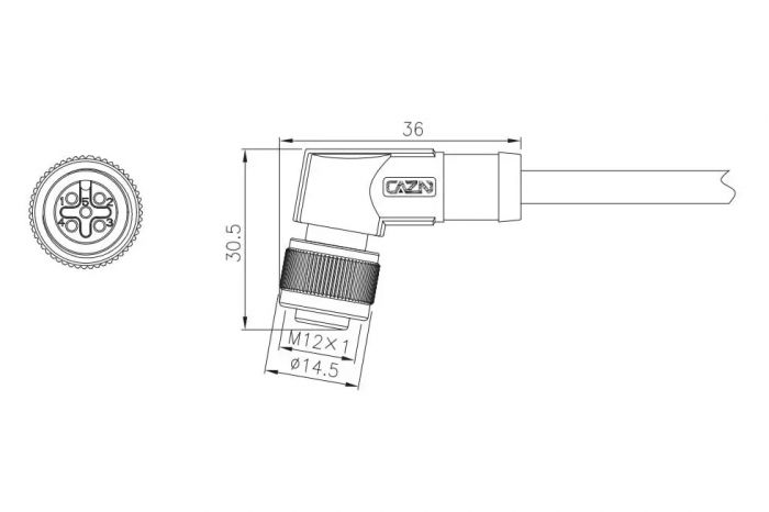 Конектор M12 CAZN M12-P4D-MWD-1PU-S