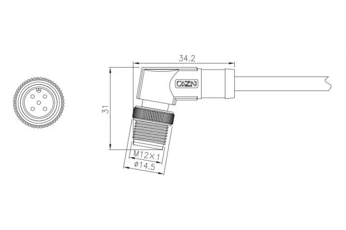 Конектор M12 CAZN M12-P4D-MWD-2PU-S