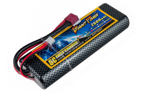 Акумулятор для радіокерованої машинки Giant Power (Dinogy) Li-Pol 2600 мАг 7.4 В Hardcase 138x46x25 мм T-Plug 35C