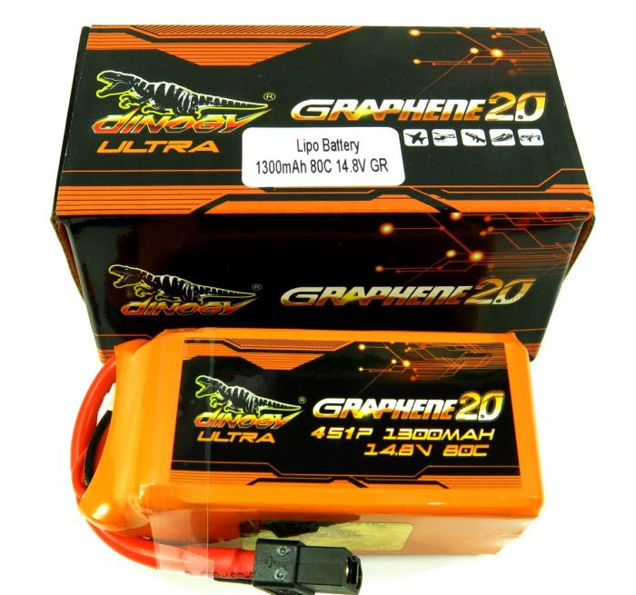 Акумулятор для квадрокоптера Dinogy ULTRA G2.0 Li-Pol 1300 мАг 14.8 В 70x34x33 мм XT60 80C
