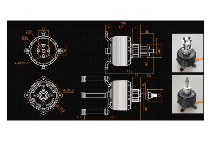 Мотор Dualsky GA8000.9 KV140 8000W для літаків