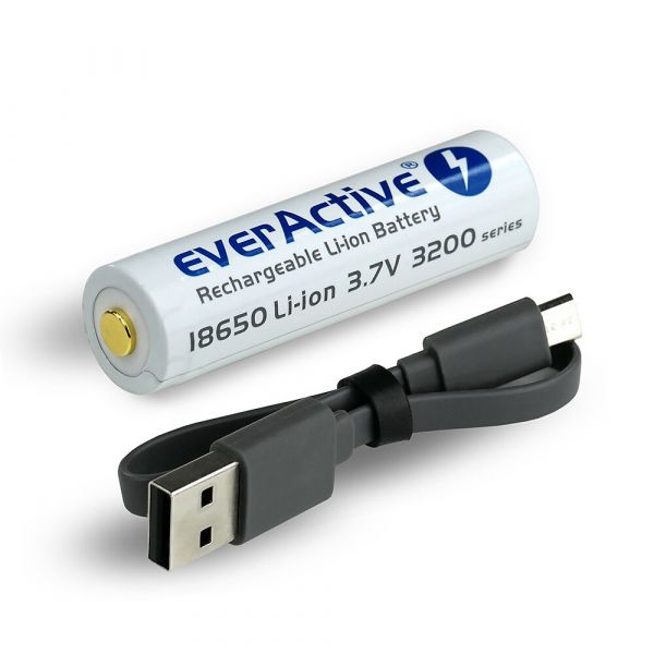 Аккумулятор 18650 EverActive 3200мАг 7А Li-Ion MicroUSB із захистом