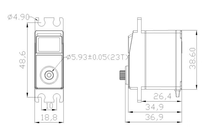 Сервопривід стандарт 43г Emax ES3005HV 11кг/0.11сек/8.4В 23T цифровий