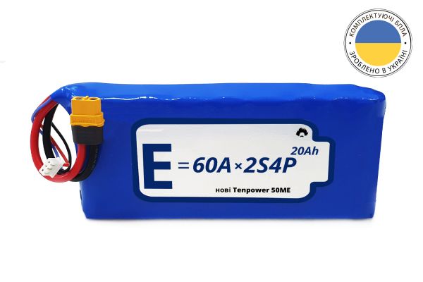 Акумуляторна батарея 2S4P Energy Life 19400 мАч Tenpower 21700-50ME Li-Ion 12AWG XT60-F (001)
