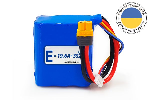 Акумуляторна батарея для дрона 3S2P Energy Life 9800 мАг EVE 21700-50E Li-Ion 12AWG XT60-F (001)