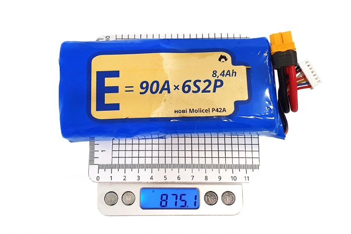 Акумуляторна батарея для дрона 6S2P Energy Life 8400мАг 90A Moliсel 21700-P42A Li-Ion (горизонтальна збірка)