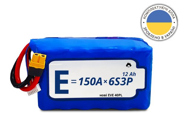 Акумуляторна батарея 6S3P Energy Life 12000 мАг EVE 21700-40P Li-Ion 10AWG XT60-F (001)