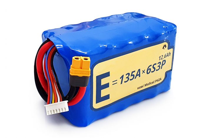 Акумуляторна батарея для дрона 6S3P Energy Life 12600мАг 135А Moliсel 21700-P42A Li-Ion