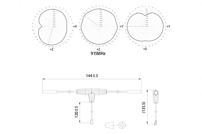 Антена FrSky диполь для приймачів R9 SX, MX, Slim+ IPEX1 (915 МГц)
