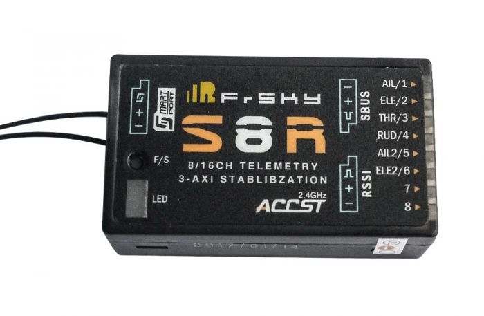 Приймач 8к FrSky S8R з 3-осьовою стабілізацією (EU)