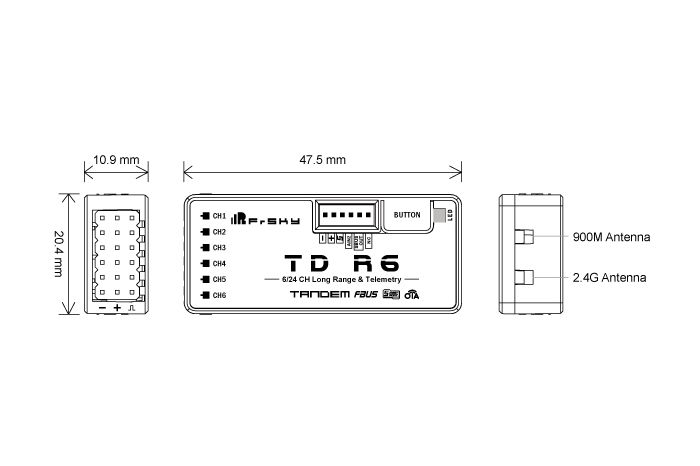 Приймач FrSky Tandem TD R6 900 + 2.4G